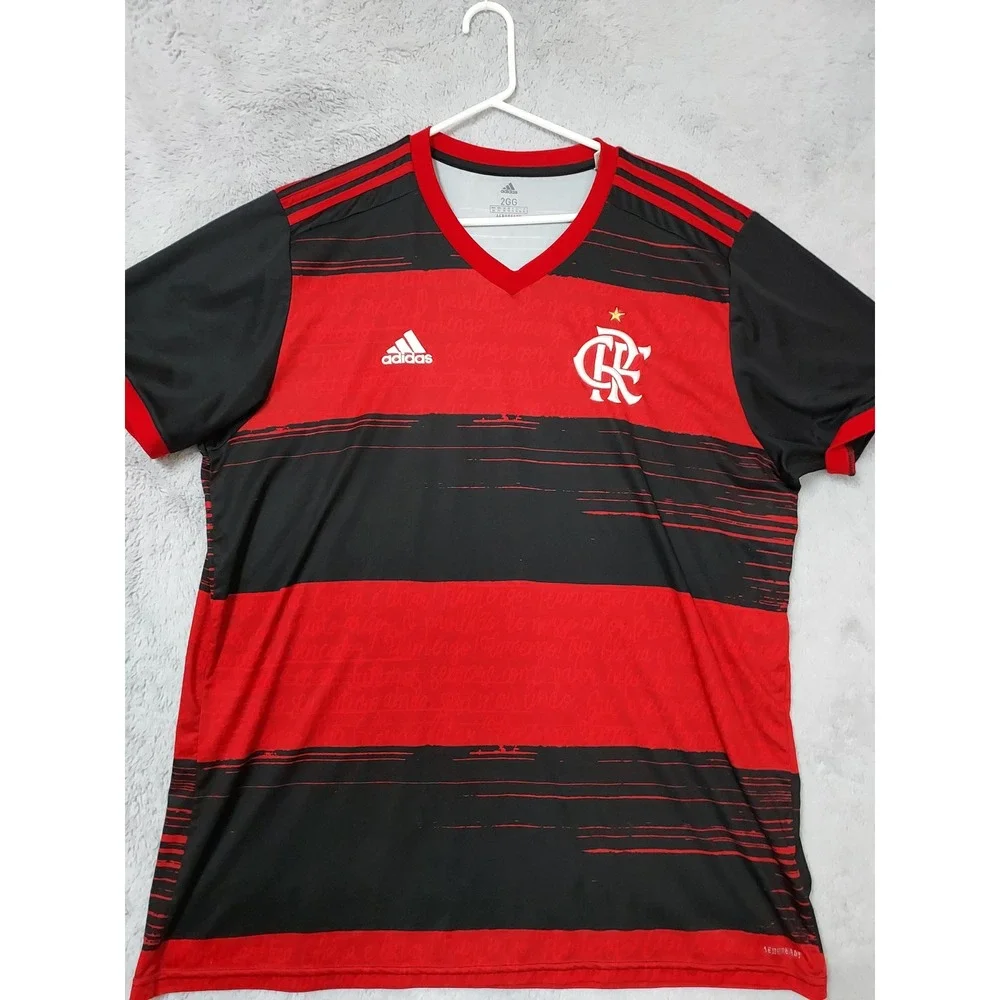 Brazil Flamengo CR Soccer Jersey Mens 2XL XXL Red Black Adidas Aeroready Futbol